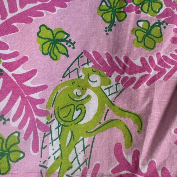 Lilly Pulitzer Pink + Lime green Shorts Skirt cotton monkey skirt sz 8 - Picture 6 of 16